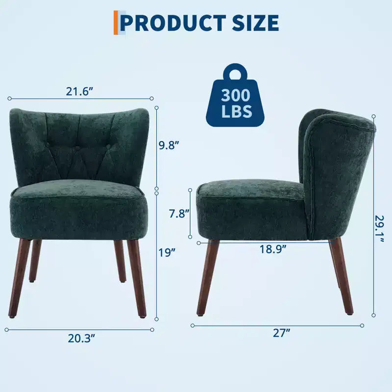 Fauteuil d'appoint dossier haut en tissu avec pieds en bois