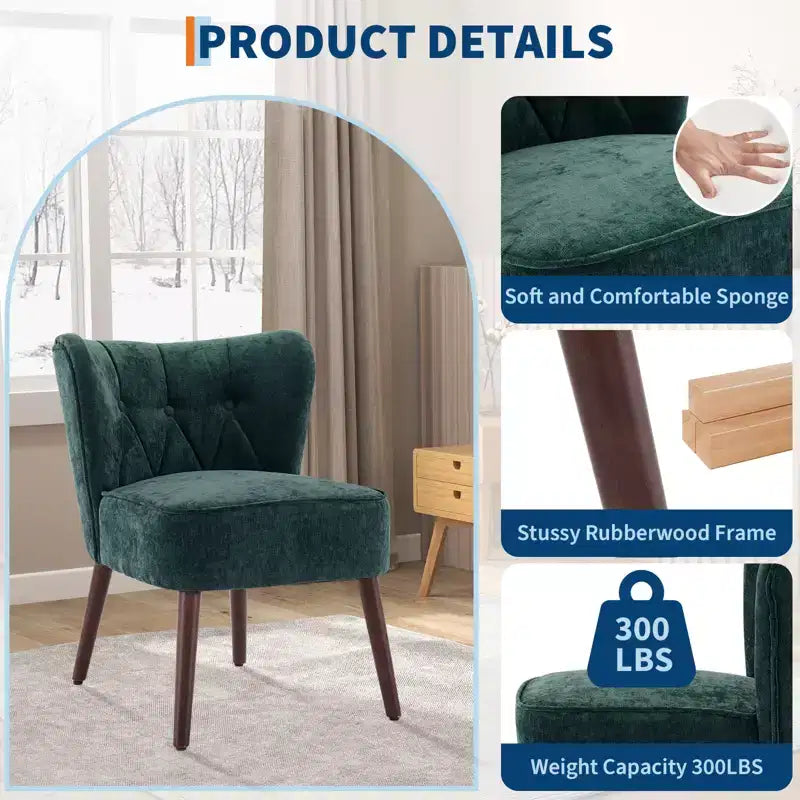 Fauteuil d'appoint dossier haut en tissu avec pieds en bois