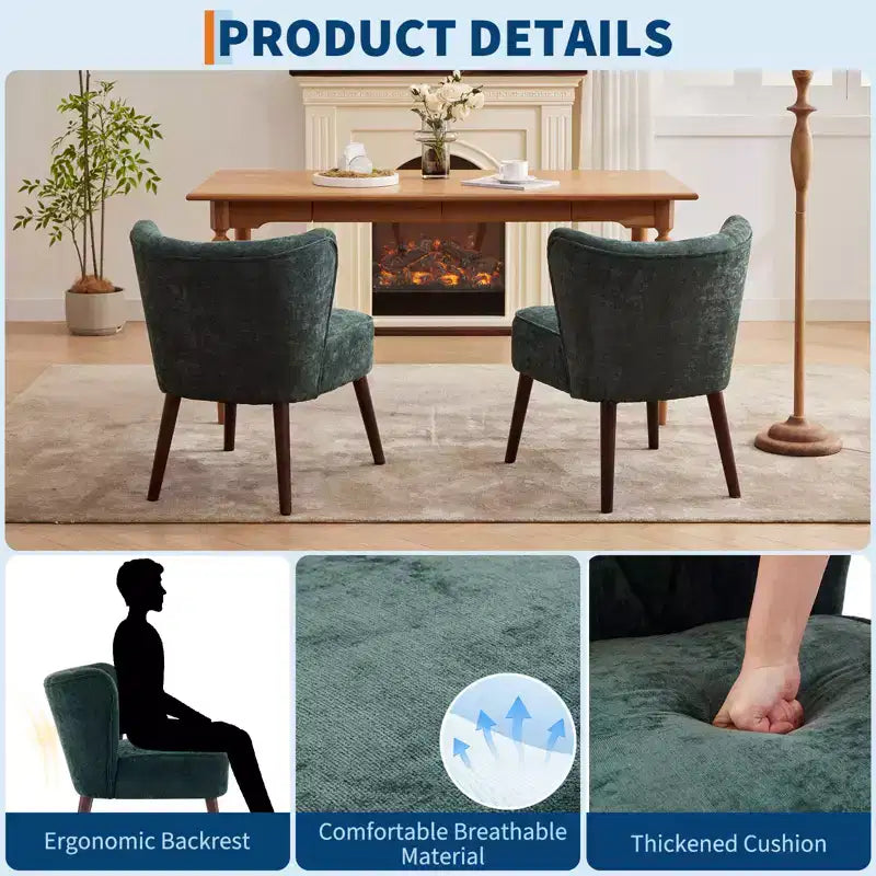 Fauteuil d'appoint dossier haut en tissu avec pieds en bois