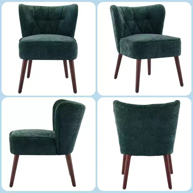 Fauteuil d'appoint dossier haut en tissu avec pieds en bois