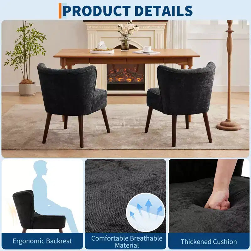 Fauteuil d'appoint dossier haut en tissu avec pieds en bois