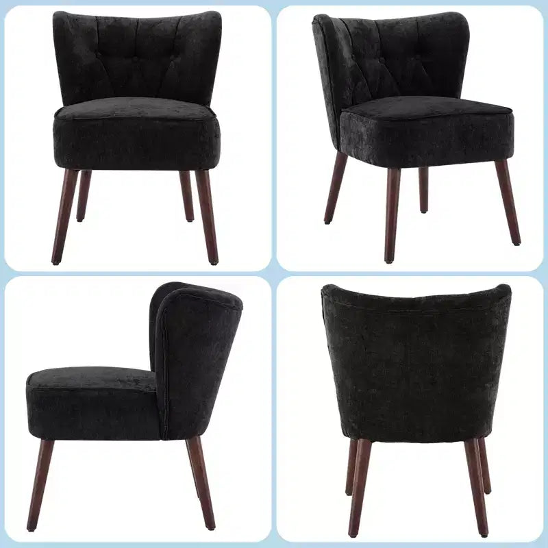 Fauteuil d'appoint dossier haut en tissu avec pieds en bois