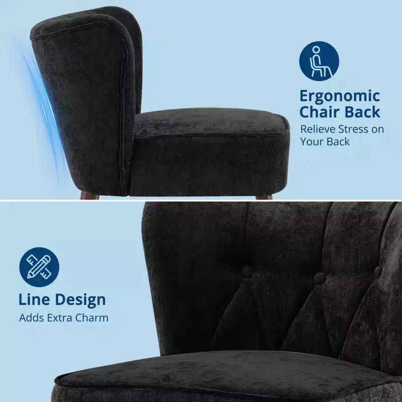 Fauteuil d'appoint dossier haut en tissu avec pieds en bois