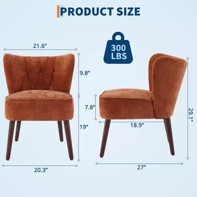 Fauteuil d'appoint dossier haut en tissu avec pieds en bois