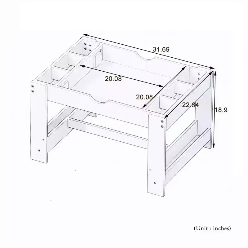Table d'activités pour enfants en MDF 80,5 cm avec plateau réversible et rangement