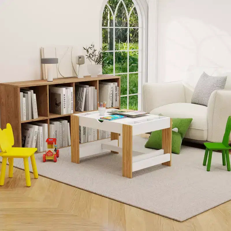 Table d'activités pour enfants en MDF 80,5 cm avec plateau réversible et rangement