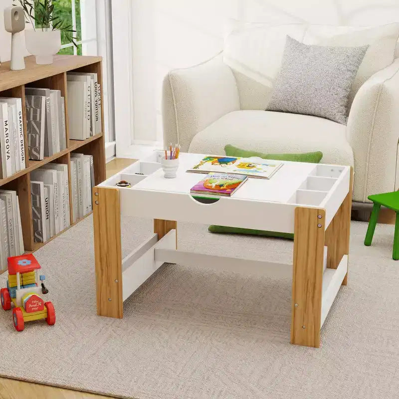 Table d'activités pour enfants en MDF 80,5 cm avec plateau réversible et rangement